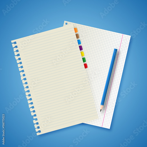 notebook papers and pencil