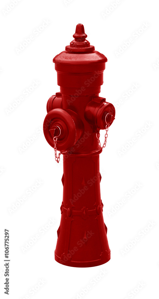Red hydrant on white background for easy selection