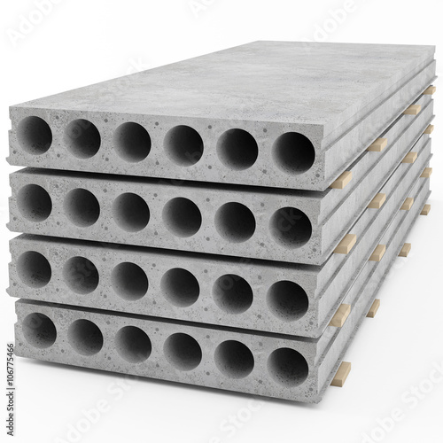 Reinforced concrete slabs laid in a stack