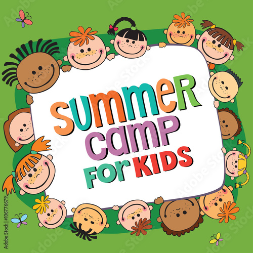 Summer camp poster. Vector illustration.