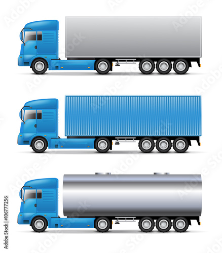 Semi trucks set.
