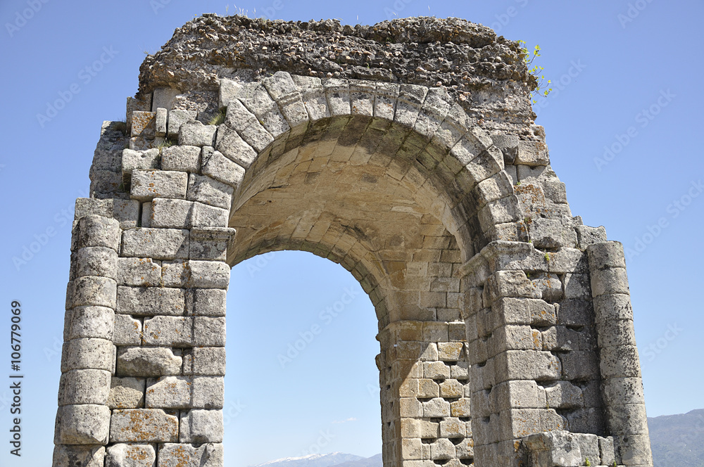 Detail of the Arch Caparra, an ancient Roman city located in Caceres, Extremadura, Spain