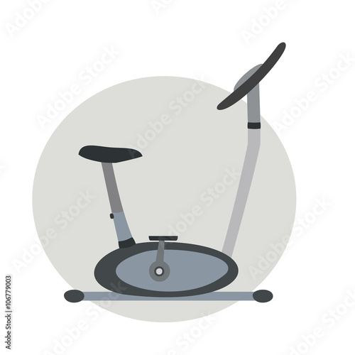 Stationary bike on a white background. Isolated.  Vector illustration.