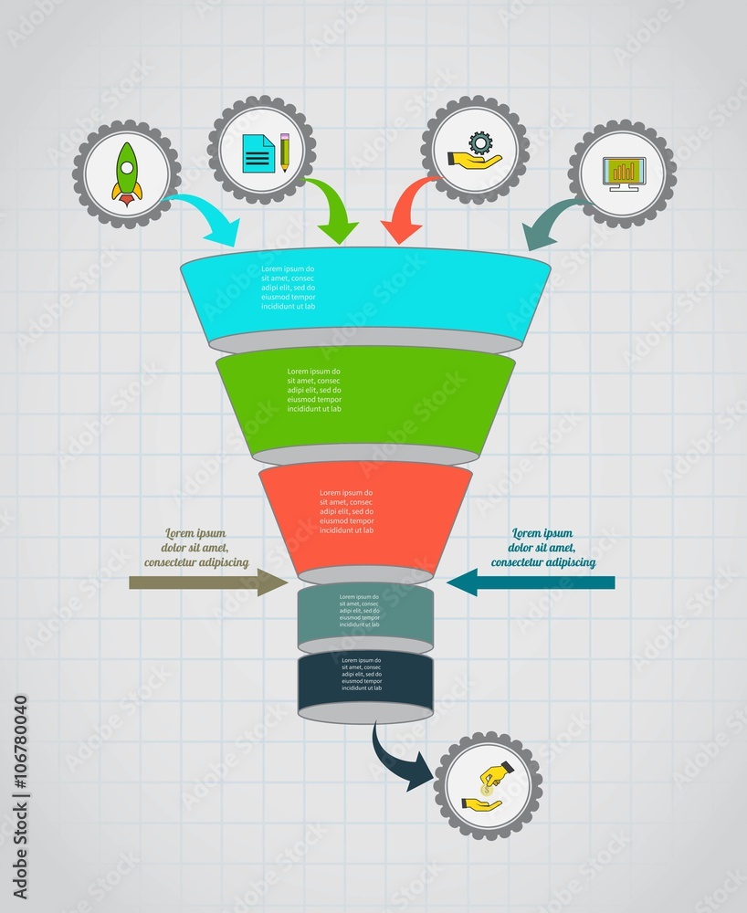 Funnel flow chart. Infographic template . Design concept for