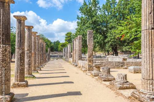 ruins in Ancient Olympia, Peloponnese, Greece, Europe photo