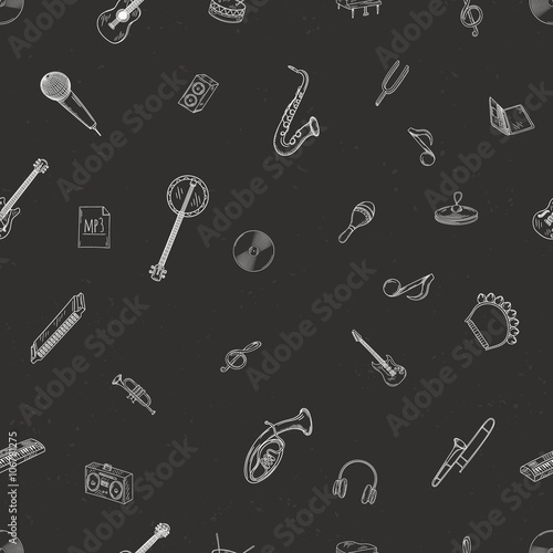 Seamless pattern of musical instruments.