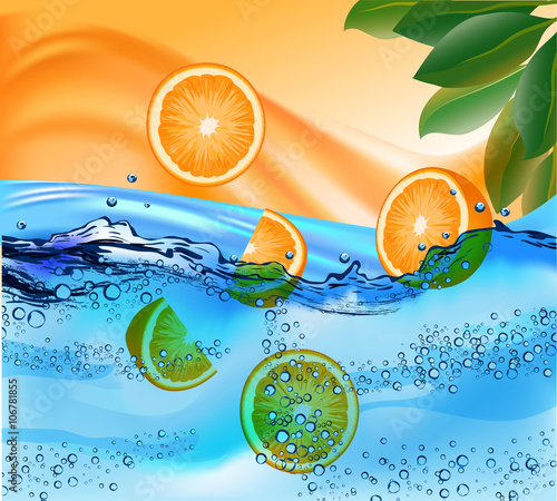 water splashes orange leaves