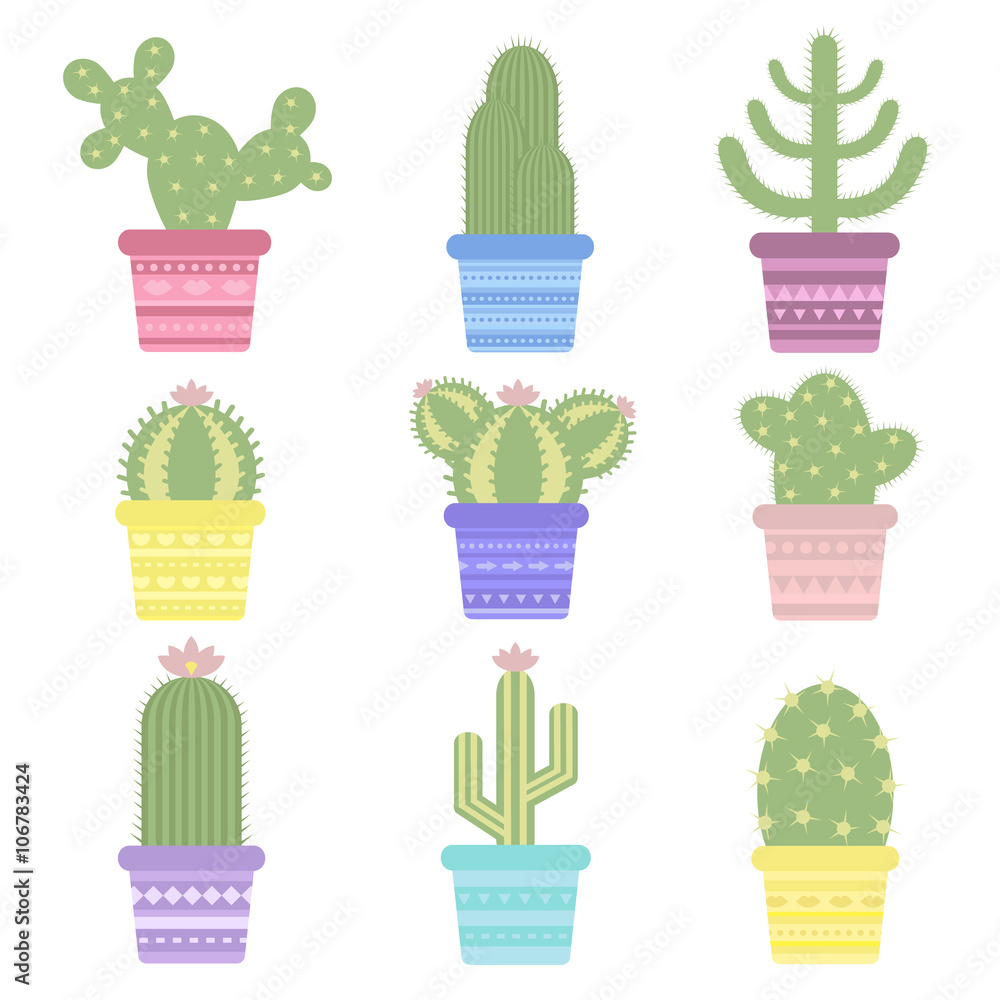 Isolated cactus in a pot. Icon of cactus flower. Desert plant. Vector  illustration of a colored cartoon cactus. Stock Vector | Adobe Stock