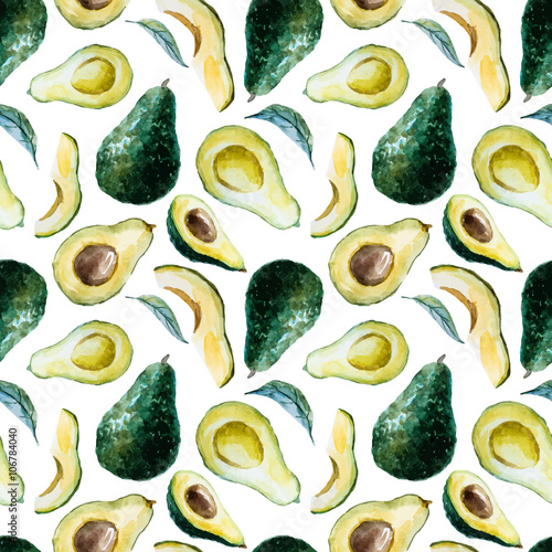 Watercolor avocado pattern