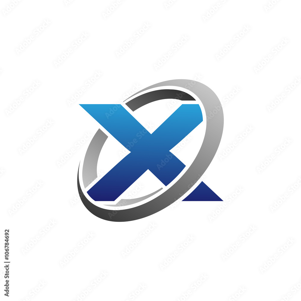 Single Modern Letter Initial Cirlce Swoosh Logo Vector x Single Modern Letter Initial Cirlce Swoosh Logo Vector x