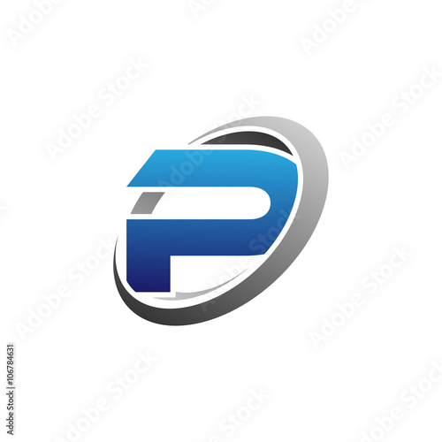 Single Modern Letter Initial Cirlce Swoosh Logo Vector p