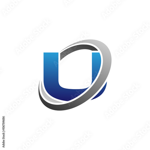 Single Modern Letter Initial Cirlce Swoosh Logo Vector u