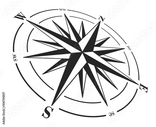 Compass rose isolated on white.