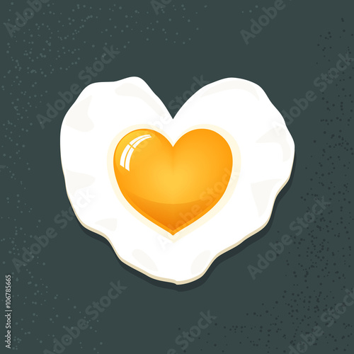 Vector icon of fried egg in form of heart isolated