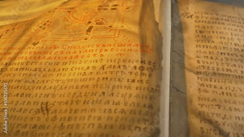 Panorama of an Old Opened Book Yellow Ancient Manuscript Pages Tale of Bygone Years Primary Chronicle Eastern Slavs' History Nestor's Chronicle