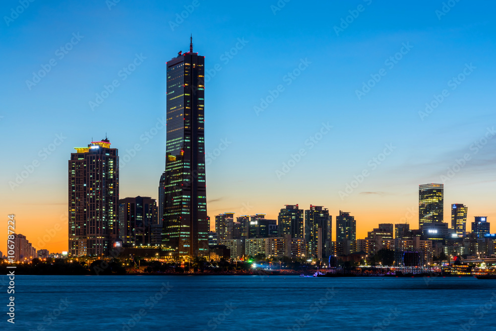 Obraz premium Korea,Seoul at night, South Korea city skyline
