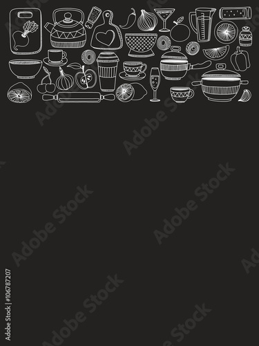 Set of hand drawn cookware. 