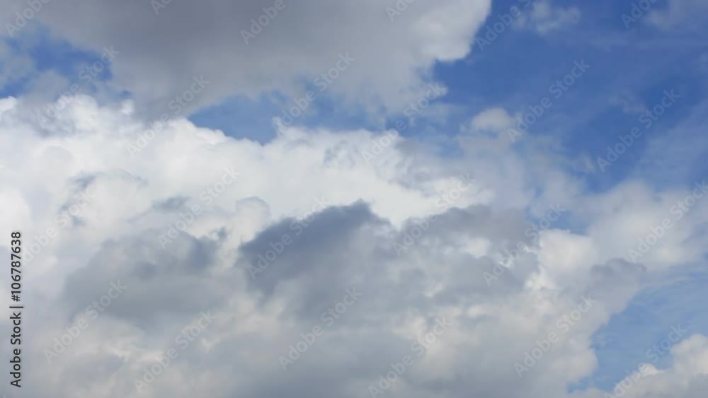Time Lapse White puffy clouds on the background blue sky Time Lapse White puffy clouds on the background blue sky