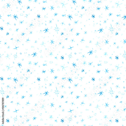 Snow seamless pattern  hand drawn with color pencils