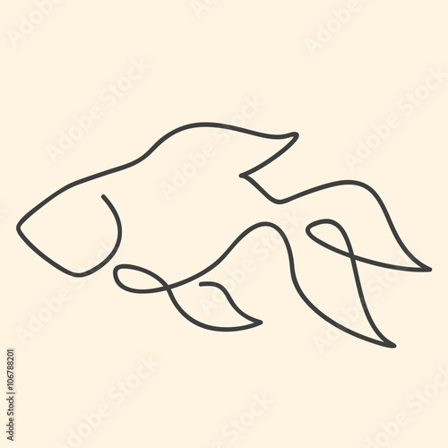 One line goldfish vector illustration