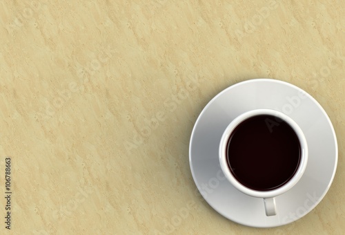 3D rendering coffee cup on stone table