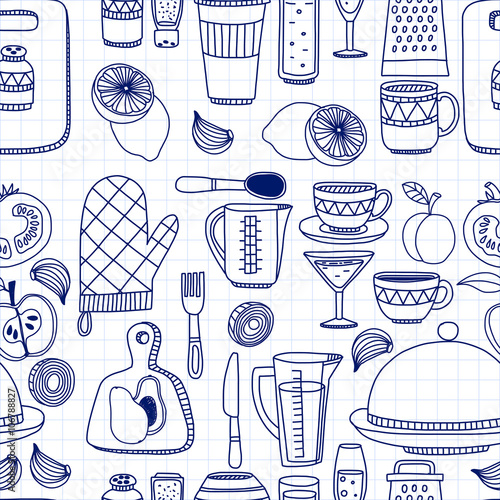 Vector doodle set of kitchenware items