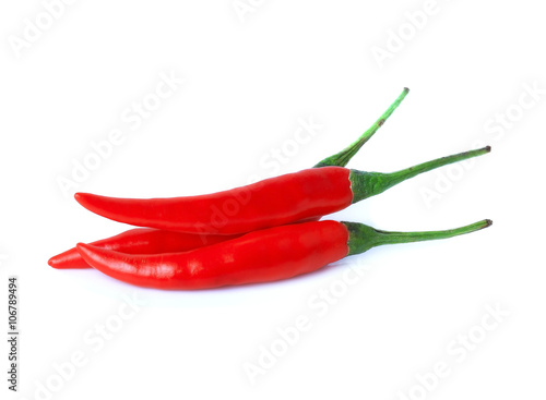 Red hot chili peppers, isolated on white background