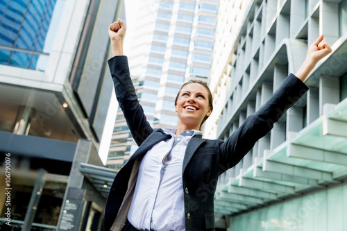 Portrait of business woman smiling outdoor