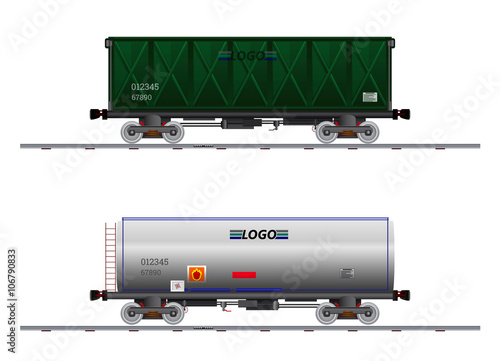 The image of two cargo carriage / Two railroad carriage for transportation of various cargoes