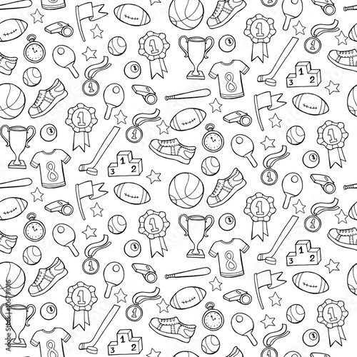 Seamless pattern with sport equipment