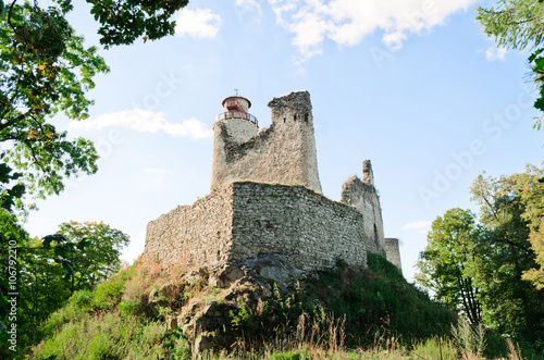 Bohemian castle Kostomlaty is located near the hill Milešovka  photo