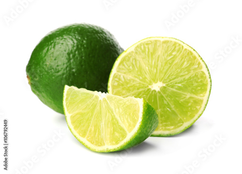 Fresh limes, isolated on white