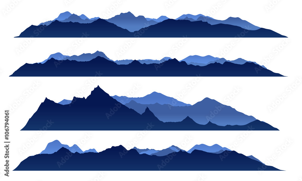 Obraz premium Błękitne niebo widok górski zestaw wektor wzór