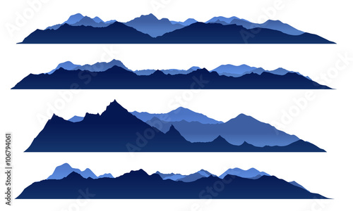 Blue sky mountain view set vector design
