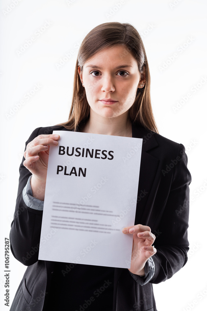 office worker showing a business plan office worker showing a business plan