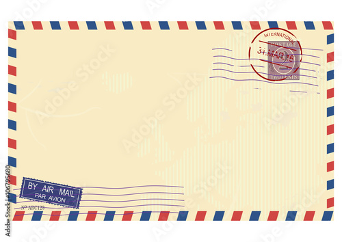 Envelope post air. Vector base for further processing. Without gradients on one layer.