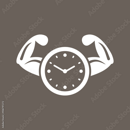 Power Time, Clock & Hand Icon on Dark Gray Color. Eps-10.