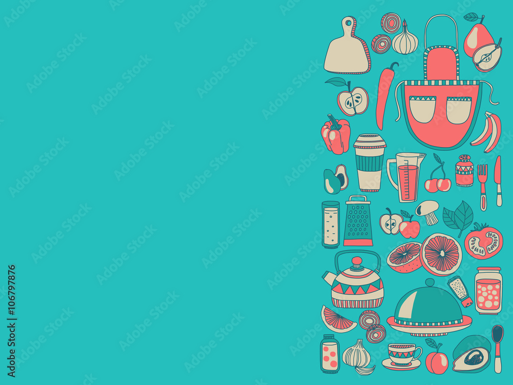 Fototapeta premium Cooking Doodle style elements