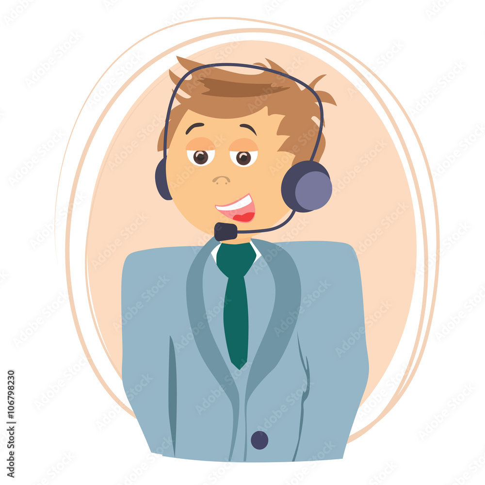 Illustration of a businessman smiling with headset. Illustration of a businessman smiling with headset.
