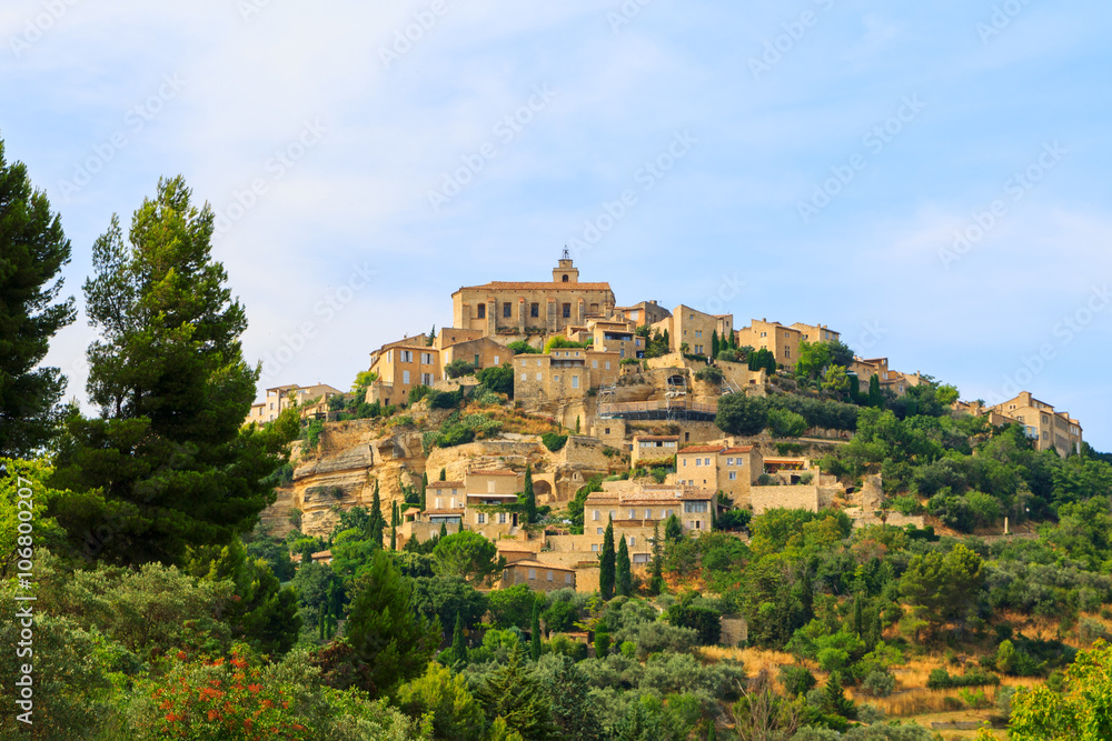 Bonnieux charming old small village and church the Provence regi