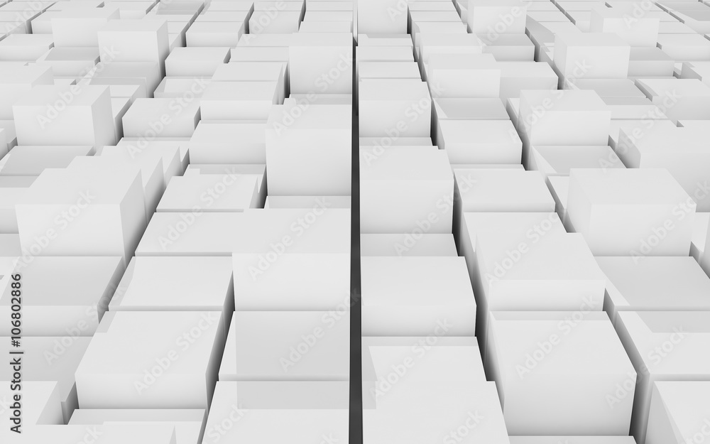 3d rendering of white cubic random level background. 3d rendering of white cubic random level background.