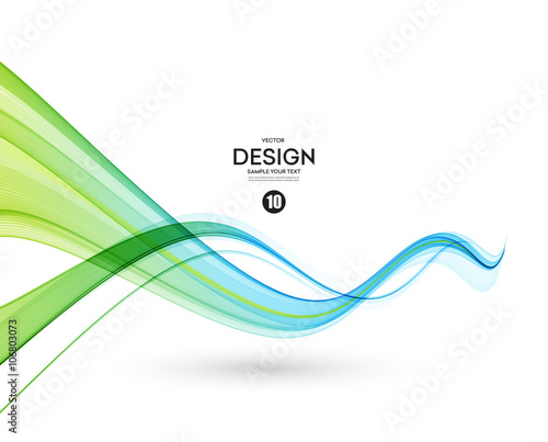 Abstract blue color wave design element. Blue and green  wave