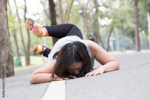 Accident. stumble and fall while jogging