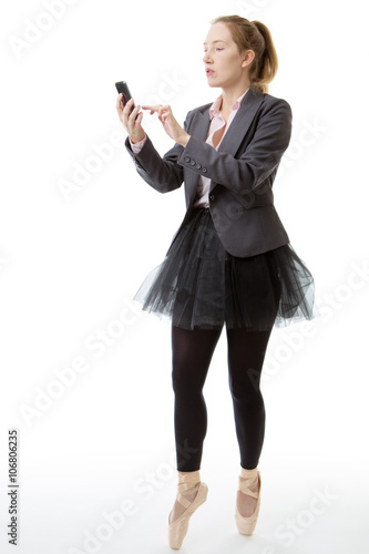 business ballerina with phone