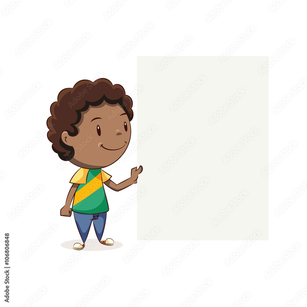 Boy holding blank note Boy holding blank note