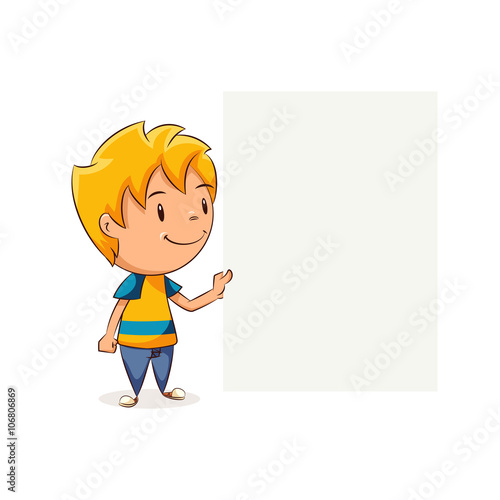Kid holding blank note