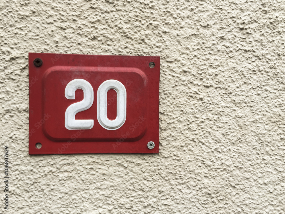 number on wall (20 - twenty) number on wall (20 - twenty)