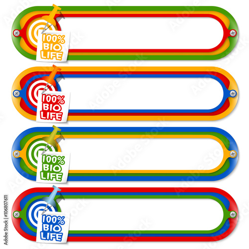 Four colored frames for any text with bio life headline