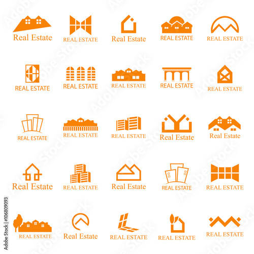 Real Estate Icons Set-Isolated On White Background-Vector Illustration,Graphic Design.Different Logotype