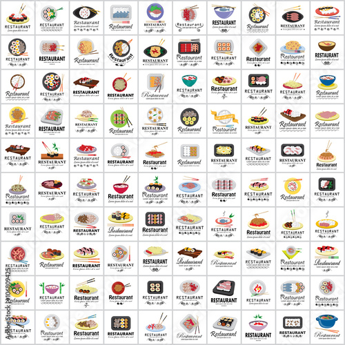 Restaurant Flat Icons Set-Isolated On White Background.Vector Illustration,Graphic Design.For Web,App,Websites,Print,Presentation Templates,Mobile Applications And Promotional Materials.Asian Concept